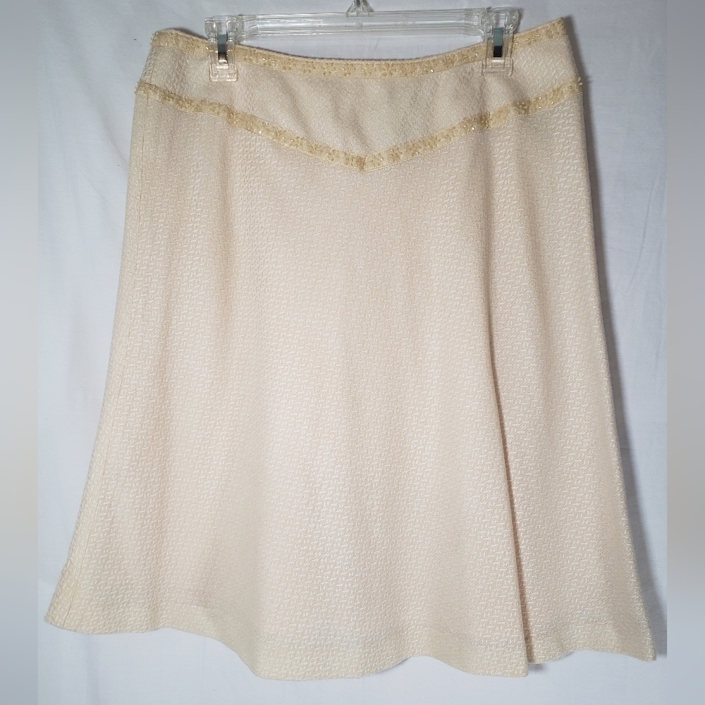 Worthington Yellow Tweeded Skirt with beaded Detail Sz 12